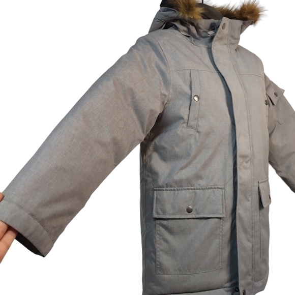 Swiss Tech Boy's Gray Winter Parka Faux Fur Jacket Size L (10/12) - Picture 6 of 12